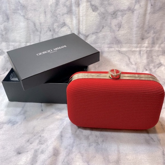 Giorgio Armani Red Hard Clutch, NEW